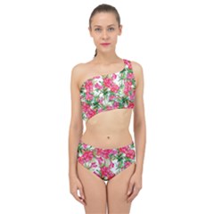 Pink Flowers Spliced Up Two Piece Swimsuit by goljakoff