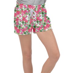 Pink Flowers Velour Lounge Shorts by goljakoff