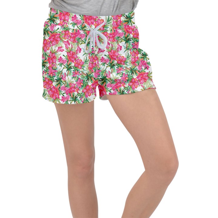 Pink flowers Velour Lounge Shorts