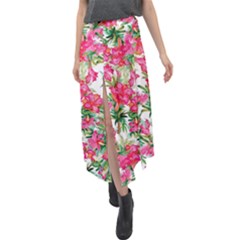 Pink Flowers Velour Split Maxi Skirt by goljakoff