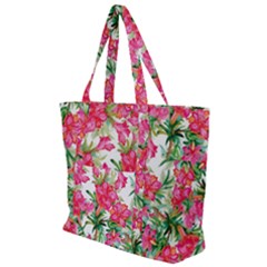 Pink Flowers Zip Up Canvas Bag by goljakoff