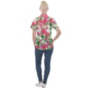 Pink flowers Women s Short Sleeve Pocket Shirt View2