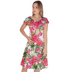 Pink Flowers Classic Short Sleeve Dress by goljakoff