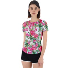 Pink Flowers Back Cut Out Sport Tee by goljakoff