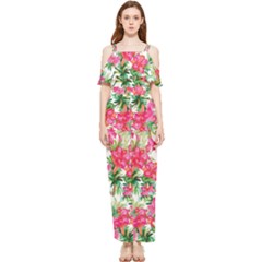 Pink Flowers Draped Sleeveless Chiffon Jumpsuit by goljakoff