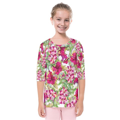 Rose Blossom Kids  Quarter Sleeve Raglan Tee by goljakoff