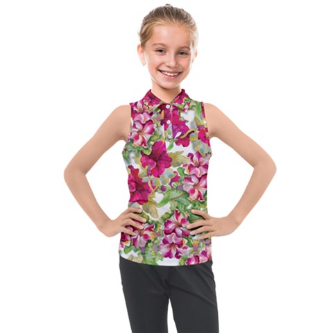 Rose Blossom Kids  Sleeveless Polo Tee by goljakoff