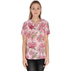 Rose Flowers Women s V-neck Scrub Top by goljakoff