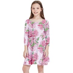 Rose Flowers Kids  Quarter Sleeve Skater Dress