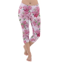 Rose Flowers Lightweight Velour Capri Yoga Leggings by goljakoff