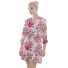 Rose Flowers Open Neck Shift Dress