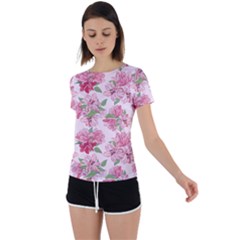 Rose Flowers Back Circle Cutout Sports Tee