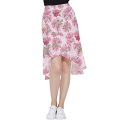 Rose Flowers Frill Hi Low Chiffon Skirt