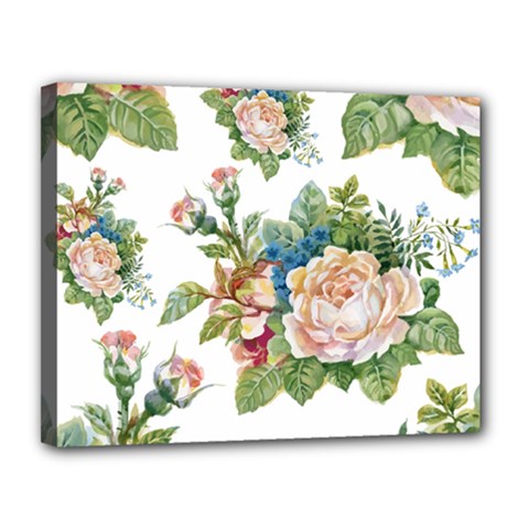 Vintage Flowers Canvas 14  X 11  (stretched) by goljakoff