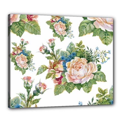 Vintage Flowers Canvas 24  X 20  (stretched) by goljakoff