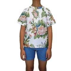 Vintage Flowers Kids  Short Sleeve Swimwear by goljakoff