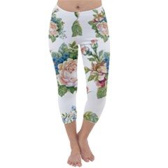 Vintage Flowers Capri Winter Leggings  by goljakoff