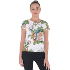 Vintage Flowers Short Sleeve Sports Top  by goljakoff