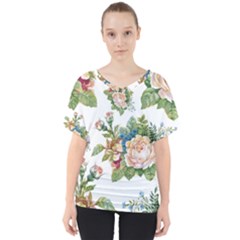 Vintage Flowers V-neck Dolman Drape Top by goljakoff