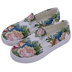 Vintage Flowers Kids  Canvas Slip Ons by goljakoff