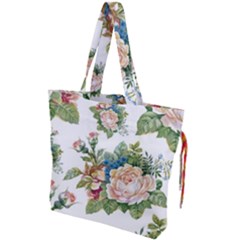 Vintage Flowers Drawstring Tote Bag by goljakoff