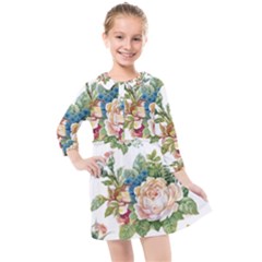 Vintage Flowers Kids  Quarter Sleeve Shirt Dress by goljakoff