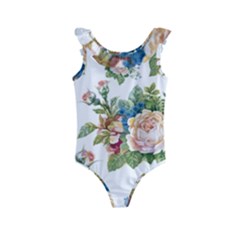 Vintage Flowers Kids  Frill Swimsuit by goljakoff