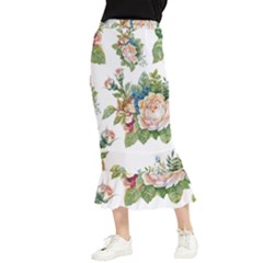 Vintage Flowers Maxi Fishtail Chiffon Skirt