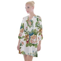 Vintage Flowers Open Neck Shift Dress by goljakoff