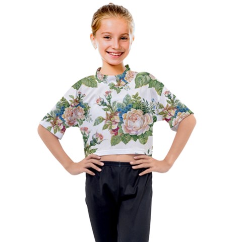 Vintage Flowers Kids Mock Neck Tee by goljakoff