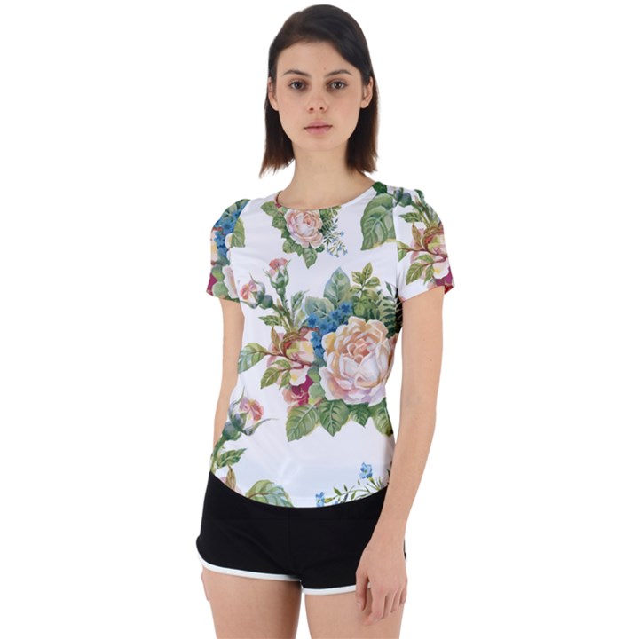 Vintage flowers Back Cut Out Sport Tee