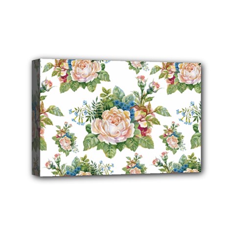 Vintage Flowers Pattern Mini Canvas 6  X 4  (stretched) by goljakoff