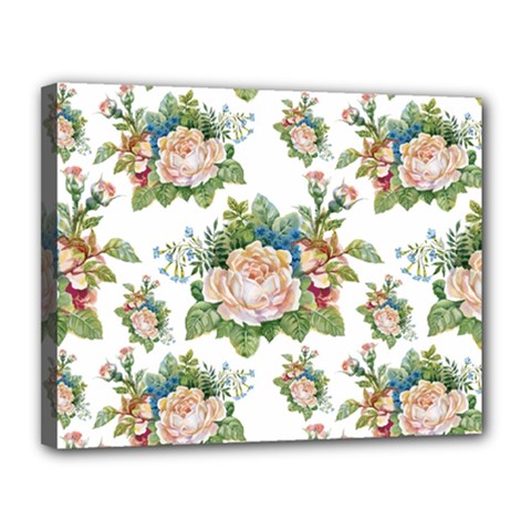 Vintage Flowers Pattern Canvas 14  X 11  (stretched) by goljakoff