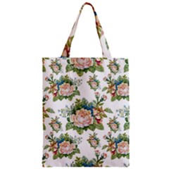 Vintage Flowers Pattern Zipper Classic Tote Bag by goljakoff