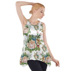 Vintage Flowers Pattern Side Drop Tank Tunic by goljakoff