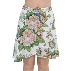 Vintage Flowers Pattern Chiffon Wrap Front Skirt by goljakoff