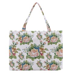 Vintage Flowers Pattern Zipper Medium Tote Bag by goljakoff