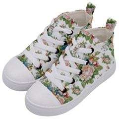 Vintage Flowers Pattern Kids  Mid-top Canvas Sneakers by goljakoff