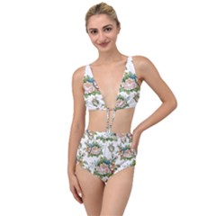 Vintage Flowers Pattern Tied Up Two Piece Swimsuit by goljakoff