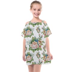 Vintage Flowers Pattern Kids  One Piece Chiffon Dress by goljakoff