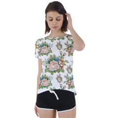 Vintage Flowers Pattern Short Sleeve Foldover Tee by goljakoff