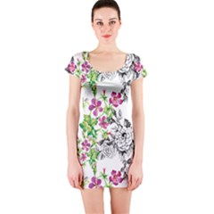 Flowers Short Sleeve Bodycon Dress by goljakoff