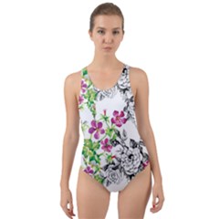 Flowers Cut-out Back One Piece Swimsuit by goljakoff