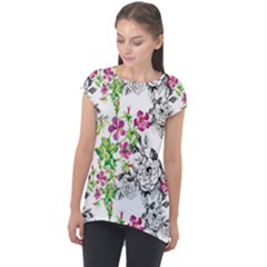 Flowers Cap Sleeve High Low Top by goljakoff