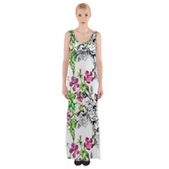 Flowers Thigh Split Maxi Dress by goljakoff