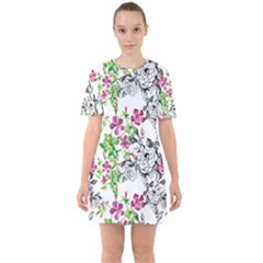 Flowers Sixties Short Sleeve Mini Dress by goljakoff