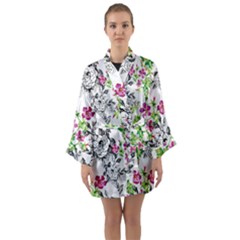 Flowers Long Sleeve Satin Kimono by goljakoff