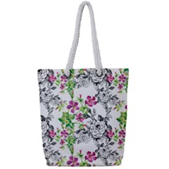 Flowers Full Print Rope Handle Tote (small) by goljakoff