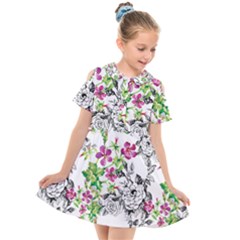 Flowers Kids  Short Sleeve Shirt Dress by goljakoff