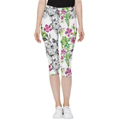 Flowers Inside Out Lightweight Velour Capri Leggings  by goljakoff